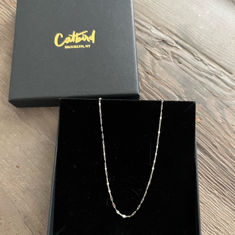 CATBIRD 14K WHITE GOLD TINSEL CHOKER NECKLACE